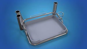 Stainless Steel Small bait station 3 x rod holders 1 x can holder mounts onto your A Frame ski pole