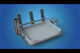 Stainless Steel Medium bait station with 4 x rod holders and 1 x can holder mounts on top of your 2” 50.8mm ski pole